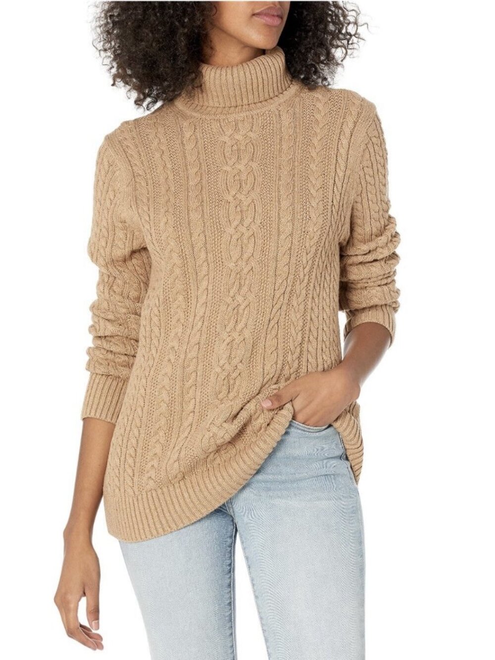 Amazon Essentials Women's Fisherman Cable Turtleneck Size L Sweater Brand New!